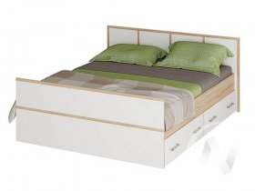 Двуспальная кровать 1,4м Сакура (дуб сонома/белый) в Жатае - zhataj.mebel-nsk.ru | фото