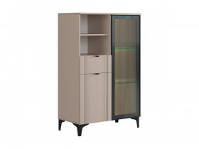 Комод 2 со стеклом Рич (кашемир/фрапучино матовый/черный) в Жатае - zhataj.mebel-nsk.ru | фото