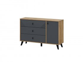 Комод 3ящ. и 1ств. Байкал (дуб крафт золотой/графит) в Жатае - zhataj.mebel-nsk.ru | фото
