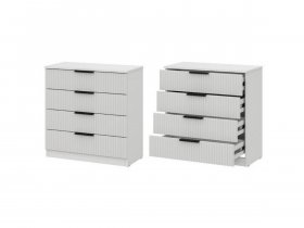 Комод 4 ящика (МДФ) Эккервуд (белый) в Жатае - zhataj.mebel-nsk.ru | фото