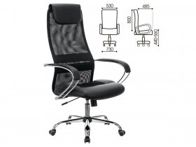 Кресло офисное BRABIX PREMIUM Stalker EX-608 CH, хром, ткань-сетка/кожзам, черное в Жатае - zhataj.mebel-nsk.ru | фото