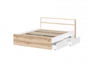Кровать двуспальная 1,6м Брауни (дуб делано/белый) в Жатае - zhataj.mebel-nsk.ru | фото