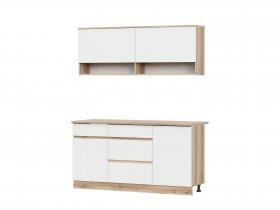 Кухонный гарнитур 1,6м Брауни (дуб делано/белый) в Жатае - zhataj.mebel-nsk.ru | фото
