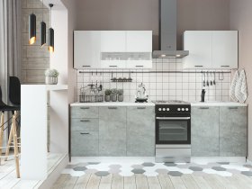 Кухонный гарнитур Дуся 2,0 м (белый глянец/цемент) в Жатае - zhataj.mebel-nsk.ru | фото