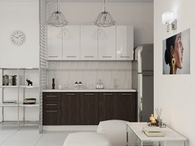 Кухонный гарнитур МДФ Выгодно и точка 2,0 м (белый глянец/ироко) в Жатае - zhataj.mebel-nsk.ru | фото