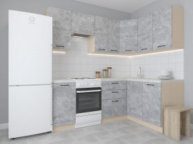 Модульная угловая кухня 1,4м*2,1м Лада (цемент) в Жатае - zhataj.mebel-nsk.ru | фото