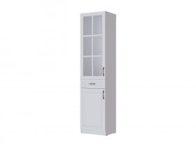 Пенал-витрина Апполия гостиная (белый/белый дуб) в Жатае - zhataj.mebel-nsk.ru | фото