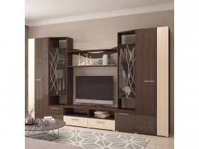 Стенка Гамма (дуб венге/дуб молочный) в Жатае - zhataj.mebel-nsk.ru | фото