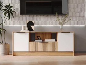 Тумба под ТВ  ТМ-001 Ивис (дуб крафт золотой/белый) в Жатае - zhataj.mebel-nsk.ru | фото